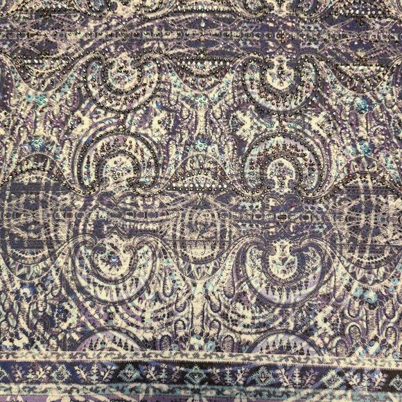 Chico’s Women’s M Paisley Sequin Top Purple Blue Boho Flutter Sleeve Festival - Picture 6 of 9